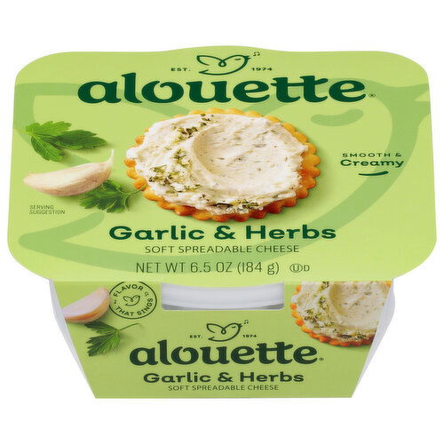 Alouette Spreadable Cheese, Soft, Garlic & Herbs