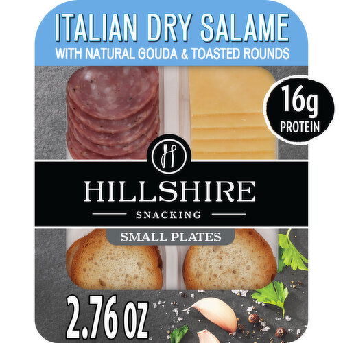 Hillshire Snacking Protein Small Plates, Italian Dry Salami Deli Lunch Meat and Gouda Cheese