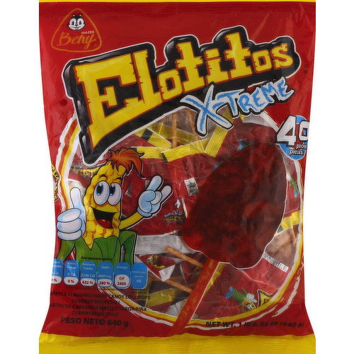 Beny Lollipops, Pineapple Flavored, Elotitos X-Treme