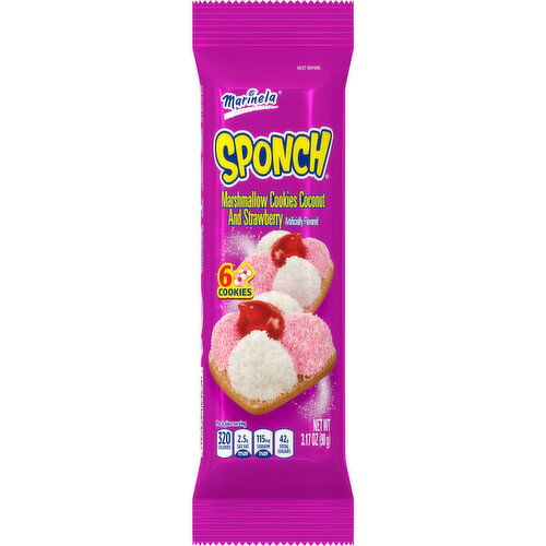 Marinela Marinela Sponch Marshmallow Cookies with Coconut and Strawberry, 6 count, 3.17 oz