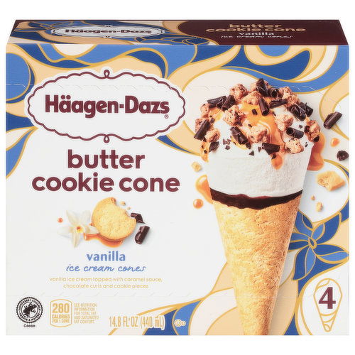 Haagen-Dazs Ice Cream, Vanilla, Butter Cookie Cone