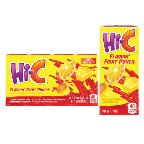 Hi-C Flashin' Fruit Punch Juice Drink Cartons