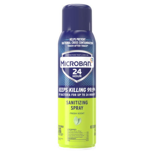 Microban 24 Hour Disinfectant Sanitizing Spray, Fresh Scent, 15 oz