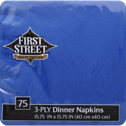 First Street Dinner Napkins, Cobalt, 3-Ply