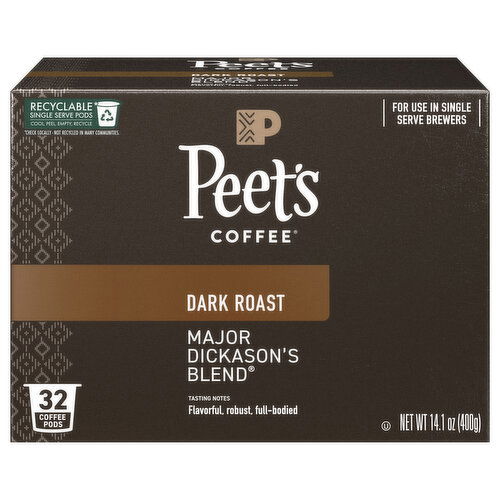 Peet's Coffee Coffee Pods Dark Roast Major Dickason's Blend Coffee