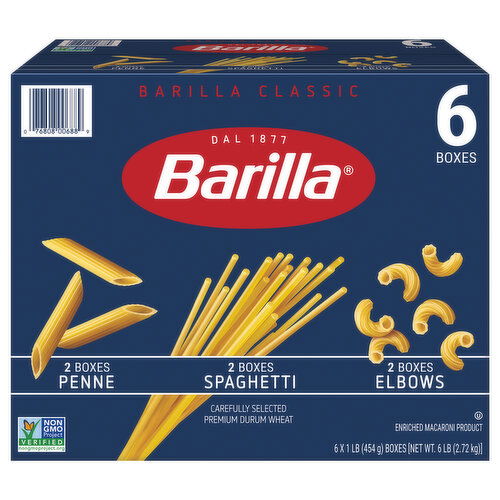 Barilla Penne, Spaghetti & Elbows Variety Pack - Non-GMO Pasta Made with Durum Wheat Semolina - Kosher Certified Pasta