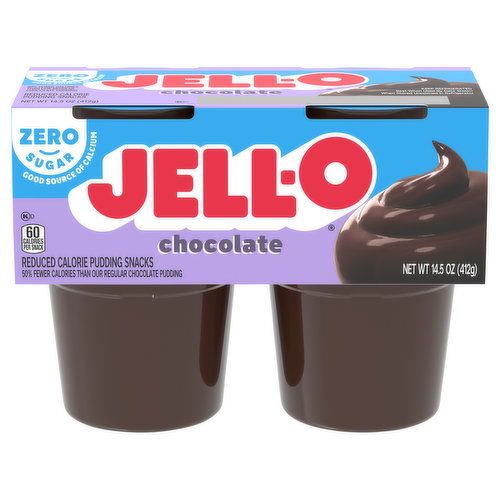 Jell-O Pudding Snacks, Reduced Calorie, Zero Sugar, Chocolate