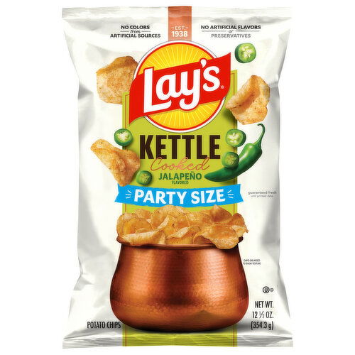 Lay's Kettle Cooked Jalapeno Flavored Potato Chips Party Size