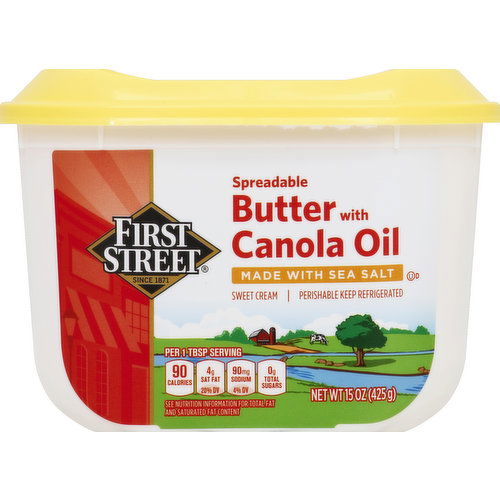 First Street Butter, with Canola Oil, Spreadable, Sweet Cream