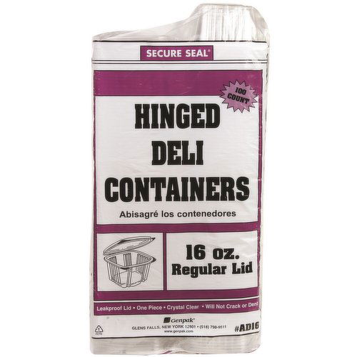 Genpak Hinged Deli Containers, 16 oz