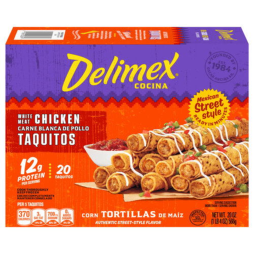 Delimex Mexican Street Style White Meat Chicken Taquitos