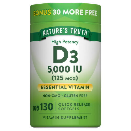 Nature's Truth Softgels High Potency 125 mcg Vitamin D3 Image 1 of 9