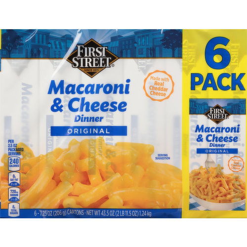 First Street Macaroni & Cheese Dinner, Original, 6 Pack