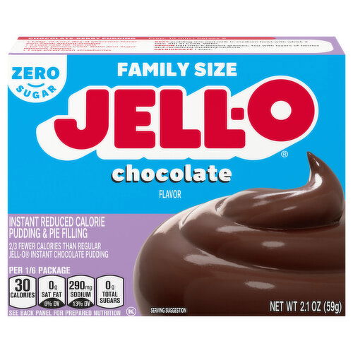 Jell-O Zero Sugar Instant Reduced Calorie Chocolate Flavor Pudding & Pie Filling Family Size