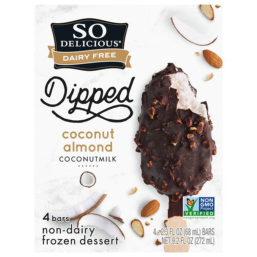 So Delicious Dairy Free Frozen Dessert, Non-Dairy, Coconut Almond, Coconutmilk, Dipped