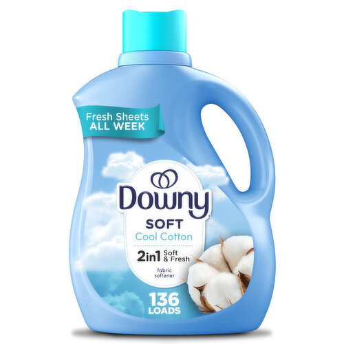 Downy Soft, 2 in 1 Soft and Fresh Liquid Fabric Softener, Cool Cotton, 136 Loads Image 1 of 6