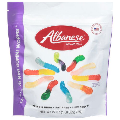 Albanese World's Best Gummi Worms, Mini, 12 Flavor