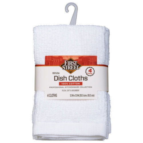 First Street Dish Cloths, White