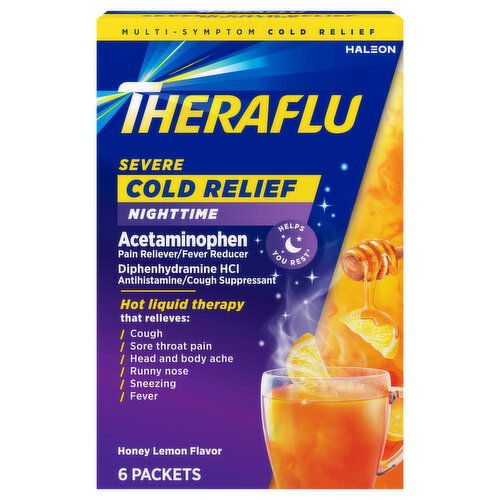 Theraflu Nighttime Severe Honey Lemon Flavor Cold Relief