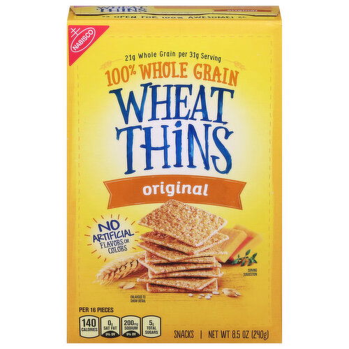 Wheat Thins Snacks, 100% Whole Grain, Original