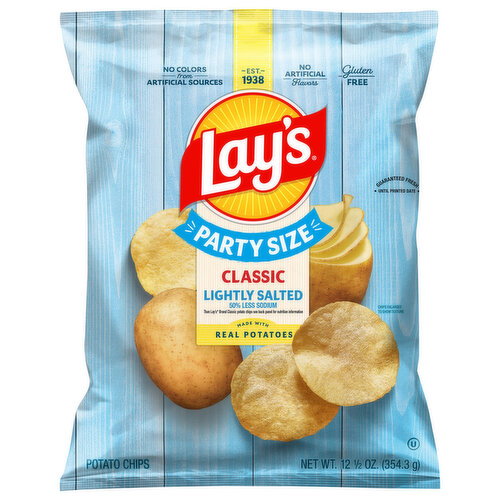 Lay's Lightly Salted Classic Potato Chips Party Size Image 1 of 3