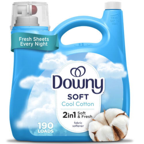 Downy Soft, 2 in 1 Soft and Fresh Liquid Fabric Softener, Cool Cotton, 190 Loads