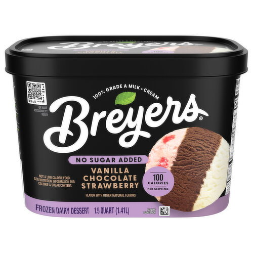 Breyers No Sugar Added Vanilla Chocolate Strawberry Frozen Dairy Dessert