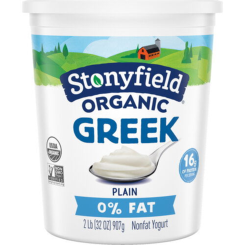 Stonyfield Organic Yogurt, Greek, Nonfat, Plain