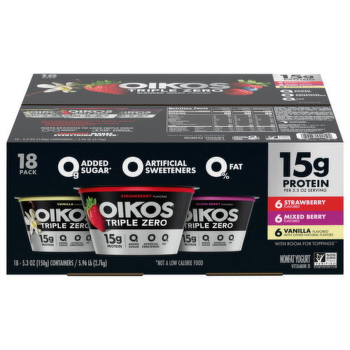 Oikos Nonfat Strawberry/Mixed Berry/Vanilla Yogurt