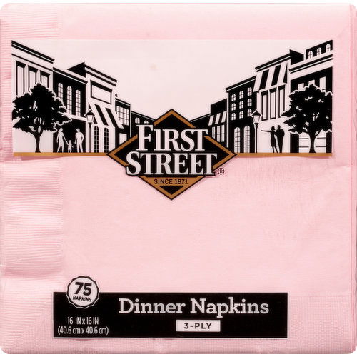 First Street Napkins, Dinner, Classic Pink, 3-Ply