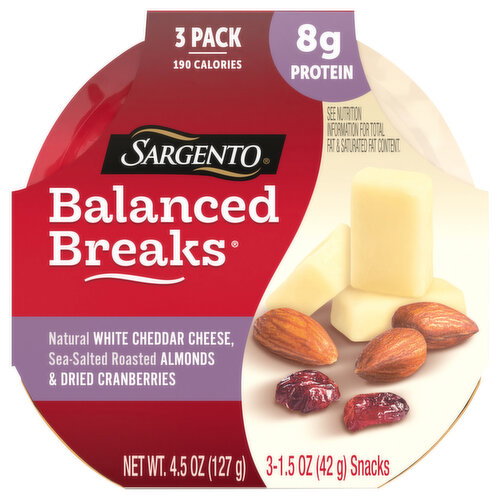 Sargento White Cheddar Cheese/Almonds & Dried Cranberries Balanced Breaks Image 1 of 6