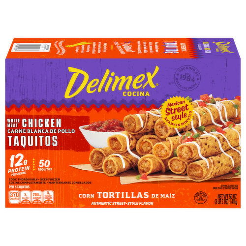 Delimex Mexican Street Style White Meat Chicken Taquitos