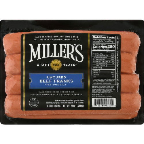 Miller's Beef Franks, Uncured