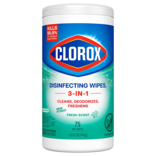 Clorox 3-in-1 Fresh Scent Disinfecting Wipes Image 1 of 5