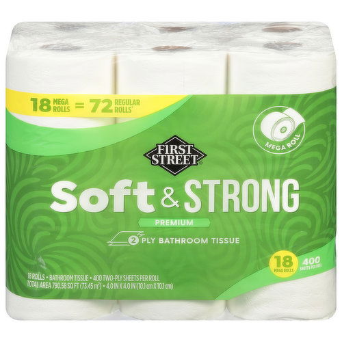 First Street Bathroom Tissue, Mega Rolls, Premium, 2 Ply