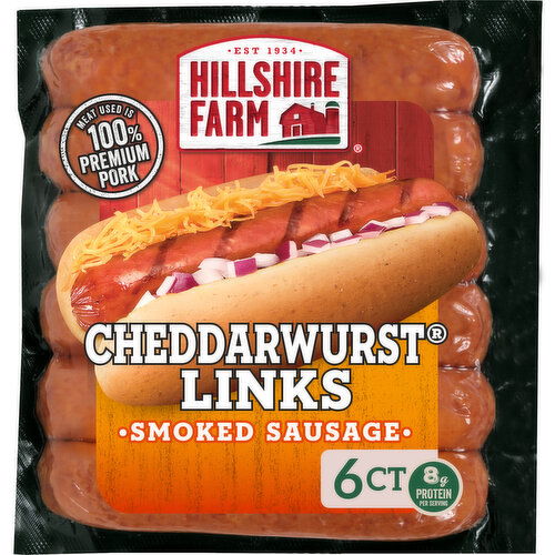 Hillshire Farm Cheddarwurst Smoked Sausage with Wisconsin Cheese, 6 Links