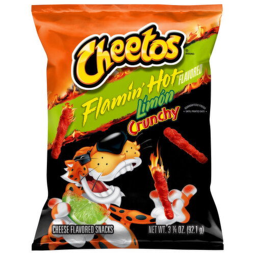 Cheetos Cheese Flavored Snacks, Flamin' Hot Limon Flavored, Crunchy