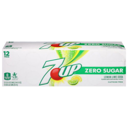 7-UP Zero Sugar 12 Pack Soda, Lemon Lime