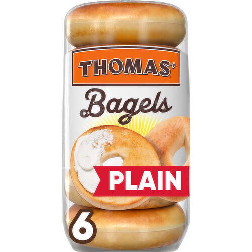 Thomas' Plain Bagels, 6 count, 18 oz