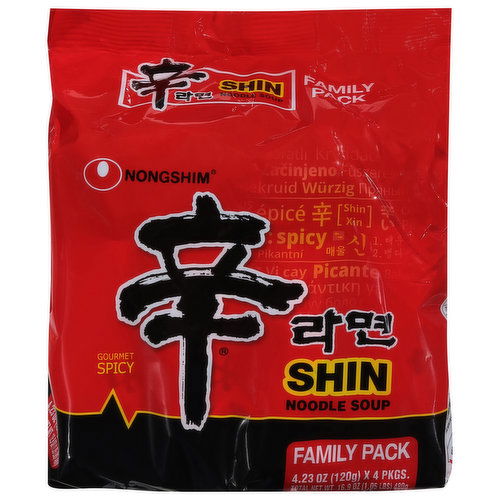 Nongshim Noodles Soup, Shin, Gourmet Spicy, Family Pack