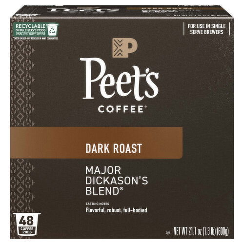 Peet's Coffee Coffee Pods Dark Roast Major Dickason's Blend Coffee