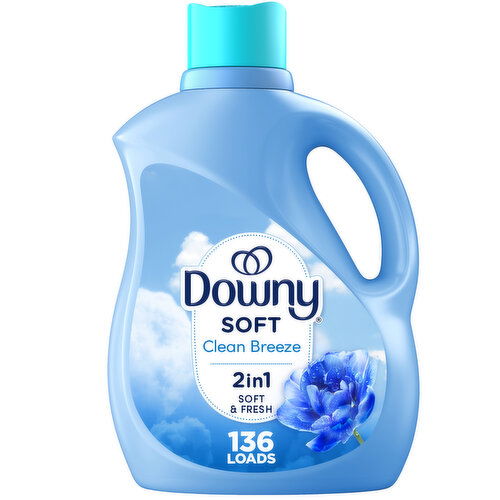 Downy Soft, 2 in 1 Soft and Fresh Liquid Fabric Softener, Clean Breeze, 136 Loads