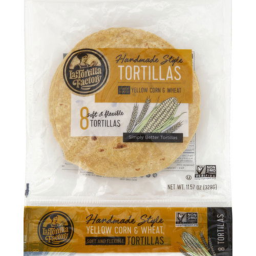 La Tortilla Factory Tortillas, Yellow Corn & Wheat, Handmade Style