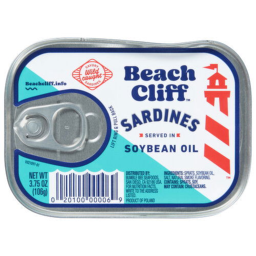 Beach Cliff Sardines in Soybean Oil