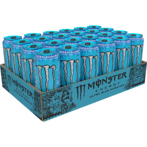 Monster Energy Ultra Monster Energy Ultra, Blue Hawaiian, Sugar Free Energy Drink, 24 Pack - 16 Fl Oz