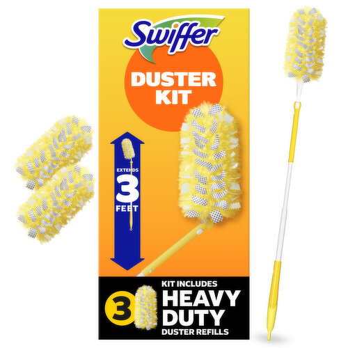 Swiffer Duster Kit with 3 ft Extendable Handle, Heavy Duty Starter Kit with 3 Refills Image 1 of 6