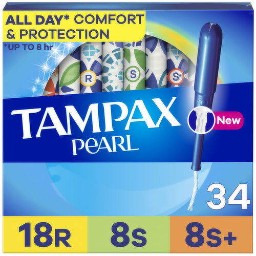 Tampax Pearl Tampons Multipack with LeakGuard Braid, Regular/Super/Super Plus