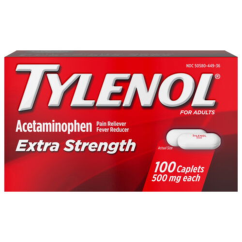 Tylenol Caplets for Adults Extra Strength 500 mg Pain Reliever/Fever Reducer