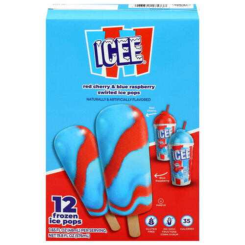 Icee Swirled Red Cherry & Blue Raspberry Ice Pops
