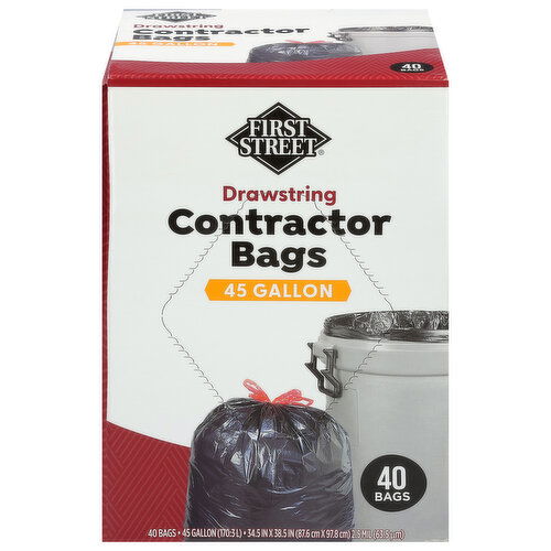 First Street 45 Gallon Drawstring Contractor Bags